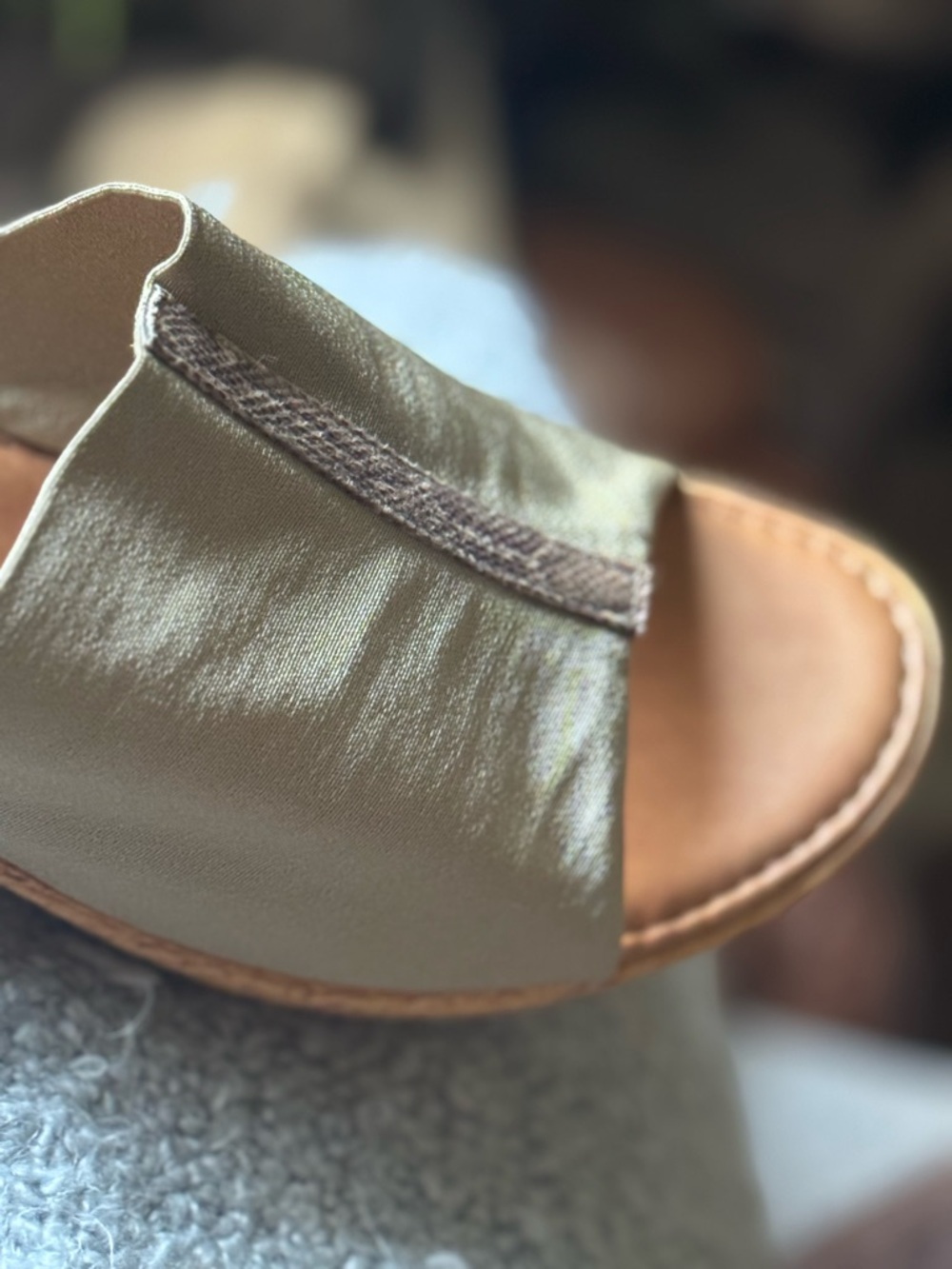 Italian Shoemakers Metallic Slip-On Sandal with Tan Footbed - Picture 5 of 11